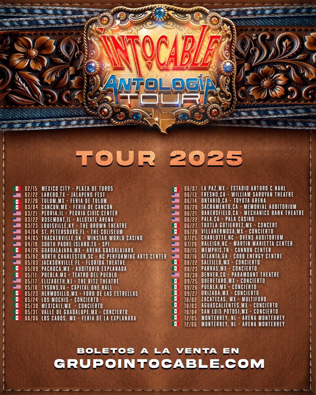 Intocable Antología Tour Poster 2025